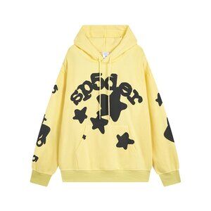 Women's Sp5der Classic Yellow Hooded Drawstring Sweatshirt